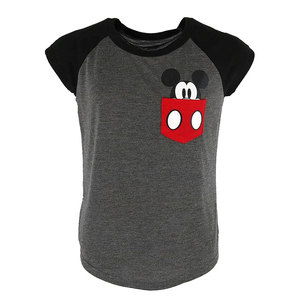 T-shirt d'été pour femme en polyester modal doux, à manches raglan, col rond, color block, ourlet incurvé, gris et noir, pour impression thermique - Product Image 6