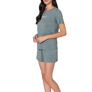 100% Cotton Double <b>Layer</b> Breathable <b>Top</b> And Matching Travel Friendly Shorts Best Price Women Summer Set - Product Image 2