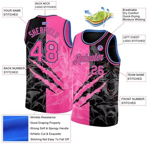 Ropa Deportiva Unisex, Jersey de Baloncesto con Diseño Personalizado, Transpirable, Antibacteriano, Color Rosa, Tela de Poliéster para Adultos - Product Image 4
