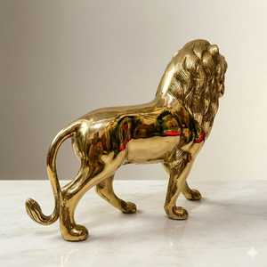 Escultura de León de Latón Pulido de Lujo, Decoración de Mesa Art Deco, Figura de Animal Hecha a Mano para Comedor, Sala de Estar, Oficina, Hotel - Product Image 2