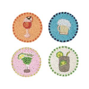 Ensemble de sous-verres contemporains faits main en perles de rocaille, thème fête, tapis de protection de table de luxe pour maisons, restaurants et hôtels - Product Image 5