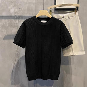 Nouvelle collection Printemps-Été : T-shirt homme personnalisé en soie glacée fine, blanc, à porter seul, à prix réduit - Product Image 1