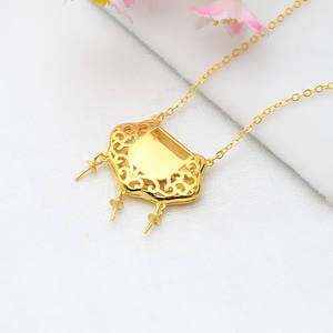 Collar con Colgante de Plata S925 con Cierre de Seguridad de 3 Cuentas, Cadena para Clavícula Infantil, Cuentas de Perlas Múltiples, Componentes de Joyería Vacíos para DIY - Product Image 4