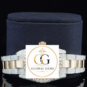 Reloj de pulsera personalizado para hombre, de acero inoxidable, con diamantes cultivados en laboratorio, chapado en oro blanco, movimiento mecánico automático ETA, 20 mm, analógico, resistente al agua, con cristal - Product Image 2