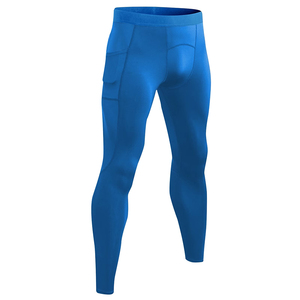 Pantalones de Compresión para Correr, Color Azul, Transpirables, Antibacterianos, de Spandex y Poliéster, para Gimnasio, con Servicio OEM - Product Image 1