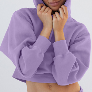 Sudadera con Capucha Corta para Mujer, Color Lavanda, Manga Larga, Tejido de Algodón, para Otoño - Product Image 5
