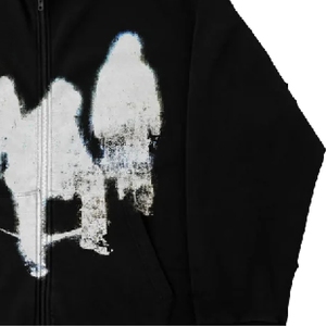 Sudadera con capucha para hombre de peso pesado, estilo streetwear, de forro polar, holgada, vintage, con borde deshilachado, estética, de corte cuadrado - Product Image 4