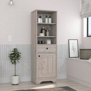 Armadietto a una porta Norwalk Linen Depot E Shop, grigio chiaro, tre ripiani esterni, un cassetto, due ripiani interni - per bagno - Product Image 1