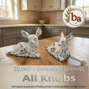 Poignée de meuble en fonte blanche vieillie style rustique, réglable, en forme de cerf, pour tiroirs et armoires - Product Image 3