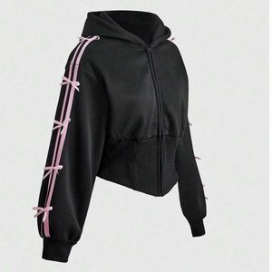 Sweat-shirt zippé court personnalisé pour femme, imprimé zèbre, style Y2K, avec cordon de serrage, motif animalier, en polaire, veste décontractée streetwear - Product Image 4