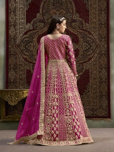 Indian Heavy Designer Georgette Dupatta Set para adultos Ambos lados con bordado Codding Fancy Women's Wear - Product Image 4