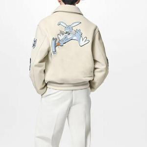 Chaqueta Varsity para Hombre con Logotipo Bordado en la Parte Delantera, Diseño de Letras, Resistente al Viento, Cierre de Botones, Cuello Alto de Lana y Viscosa, Ropa de Invierno - Product Image 3