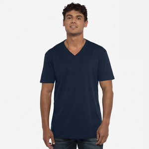 T-shirt col en V pour homme For Level Style, 100 % coton, personnalisable, grandes tailles, couleur unie, manches courtes, écologique - Product Image 3