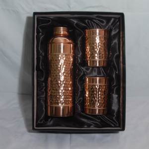 Luxury Copper Water Bottle Gift Set <b>With</b> Two <b>Cups</b> Intricate Engraved Finish <b>Reusable</b> Traditional Handmade Drinkware - Product Image 2