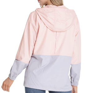 Trendy Custom <b>Women's</b> Color Block Hooded Windbreaker <b>Jacket</b> <b>Lightweight</b> Pullover Spring Casual Outdoor Wear Two Tone Design OEM - Product Image 6
