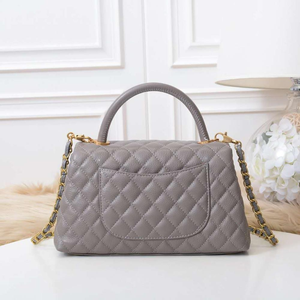 Sac fourre-tout décontracté pour femme en cuir véritable, motif losanges, sac à bandoulière de luxe de créateur avec rabat et chaîne, durable - Product Image 2