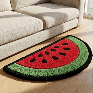 Luxury Watermelon Slice Shaped Hand Tufted Wool Area Rug Soft Plush Fruit Design Accent Carpet for Modern Home Decor - Product Image 1