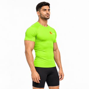 Men Compression T Shirt Polyester Spandex 220 GSM Tight Fit Gym Workout Quick Dry Athletic Performance <b>Top</b> OEM Manufacturer - Product Image 2