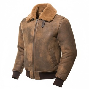 Hot Selling Men's Genuine Bomber <b>Fur</b> Lining High Street Style Waterproof Windproof Leather Jacket With OEM Service - Product Image 1
