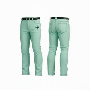 กางเกงยีนส์ผู้ชายคุณภาพสูงใหม่ ระบายอากาศได้ดี ผ้าฝ้าย 100% น้ำหนักเบา ทรงตรงปานกลาง สไตล์ลำลอง ผ้ายีนส์ฟอกแบบวินเทจ รุ่น RIVIAN ATLANTIC แบบสั่งทำพิเศษ - Product Image 1