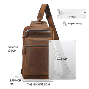 Bolso Bandolera de Cuero Genuino para Hombre, Gran Capacidad, Mochila de un Solo Hombro, Bolso de Viaje, Bolso de Pecho de Cuero para Hombre - Product Image 5