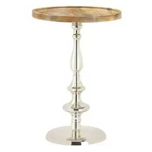 Mesa Auxiliar Moderna de Aluminio Color Gris Metálico, Mesa de Centro Redonda con Pedestal Acanalado y Base Minimalista para Salón de Diseño - Product Image 3