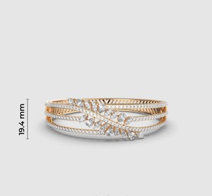 White Gold Diamond <b>Bangle</b> Bracelet Marquise Cut Channel <b>Set</b> Plant Pattern Luxury Women's Wedding Jewelry - Product Image 4