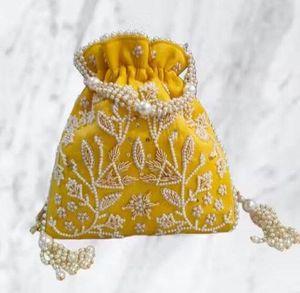 GUIDE EMBROIDERED BEADED DRAWSTRING Potli Bag Evening Party Handbag Bridal <b>Wedding</b> Purse Jewelry Cosmetics Packaging - Product Image 6
