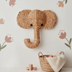 Tête d'éléphant décorative en jacinthe d'eau tressée à la main pour décoration murale, idéale pour la chambre d'enfant, en provenance du Vietnam - Product Image 3