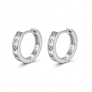 DIVYORO Pendientes de aro de plata 925 para mujer, diseño de amante de las mascotas - Product Image 1