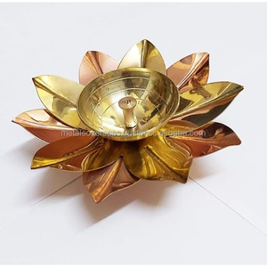 Diseño de forma de flor Joti Diya de latón colorido para decoración festiva de Diwali Akhand Joti Diya diseño decorativo para el hogar artículo Pooja - Product Image 4