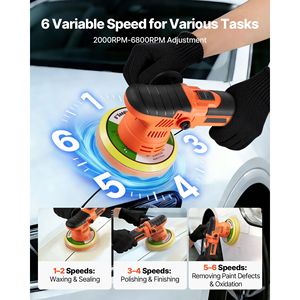 Lucidatrice Rotorbitale per Auto da 6 Pollici, 650W, 6 Velocità Variabili 2000-6800RPM, Kit Lucidatrice Orbitale Casuale - Product Image 4