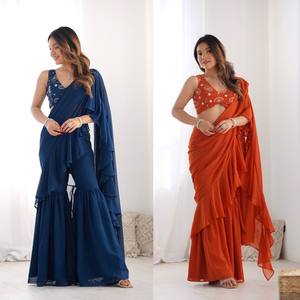 Wholesale Supplier of Fashion Designer New Designer Faux Georgette Sharara Salwar Suit with Sequence & Embroidery Work - Product Image 6