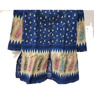 Veste matelassée longue d'hiver vintage pour femmes faite à la main finition Unique Indigo imprimé rayure décoration respirant bouton fermeture - Product Image 5
