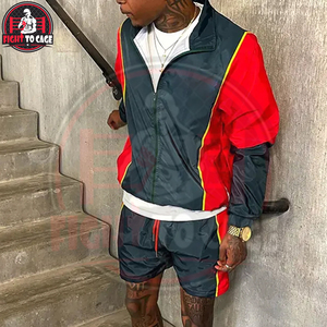 Service ODM – Ensemble survêtement homme personnalisé avec logo, coupe-vent en nylon respirant, veste zippée et short deux pièces - Product Image 6