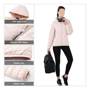Women's Packable Lightweight Full-Zip Puffer <b>Jacket</b> with Hood <b>Quilted</b> Winter Coat Warm Insulated Casual Outdoor Cold Weather - Product Image 3