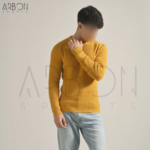 Pulls tricotés pour hommes, style moderne, texturés, faits à la main, de qualité supérieure, personnalisés, nouveau style, vêtements d'hiver 2026, couleur moutarde - Product Image 3
