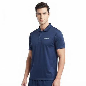 Polo de sport d'été à manches courtes taille standard pour homme, polo de golf personnalisé avec logo pour homme en bleu marine - Product Image 2