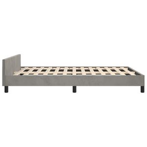Estructura de cama de terciopelo gris claro sin colchón Camas tapizadas de estilo mejorado - Product Image 6