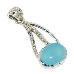 Pendentif en calcédoine véritable, en argent Sterling 925 massif, collier ovale en pierres précieuses, bijoux pour femmes, cadeau élégant - Product Image 6