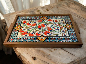 Bandeja de Madera Artesanal con Estampado y Acabado Brillante para Hoteles y Uso Doméstico a Precio de Mayoreo desde India - Product Image 4
