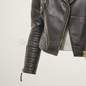 Chaqueta de Cuero Genuino para Mujer, Corte Entallado, Estilo Motero, Abrigo de Moda, Calidad Premium, Ropa de Invierno para Damas, Chaquetas Elegantes - Product Image 4