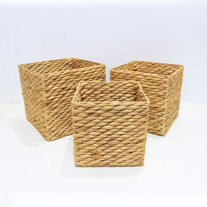 Water Hyacinth Rustic <b>Square</b> Storage <b>Basket</b> Set Handwoven Durable Eco-friendly - Product Image 1
