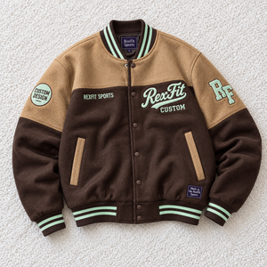Embroidered Mens Varsity <b>Jacket</b> Two Tone Chenille Letter Custom Patches Snap Front <b>Baseball</b> <b>Bomber</b> <b>Jacket</b> Supplier - Product Image 3
