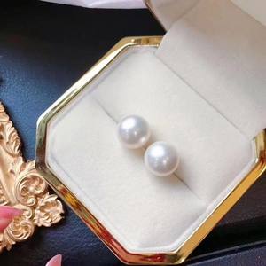 Boucles d'oreilles Edison en grandes perles d'eau douce blanches 10-11 mm naturelles avec de légères imperfections, presque parfaites - Product Image 2