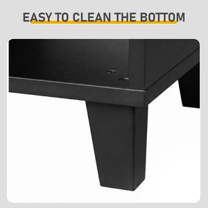 Mobiletto Portascarpe Nero con 2 Ante e 5 Scomparti Aperti 116*35.5*107cm, Pannello Posteriore e Piano in MDF 116*35.5*107cm - Product Image 6