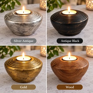 Support de bougie en bois artisanal, rond, pour bougies chauffe-plat, décoration de table, idéal pour les fêtes et Noël - Product Image 3