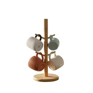 Wooden <b>Mug</b> <b>Holder</b> Dark Wood Coffee Cup Stand with Gold Handle <b>Mugs</b> Kitchen Storage Countertop <b>Mug</b> Tree Organizer <b>Mug</b> <b>Holder</b> - Product Image 5