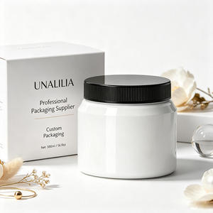 Custom 500ML White Round PET Wide Mouth <b>Jar</b> - 16.9 oz <b>Plastic</b> Container for Body Butter Cream Hair Cosmetic Packaging - Product Image 1
