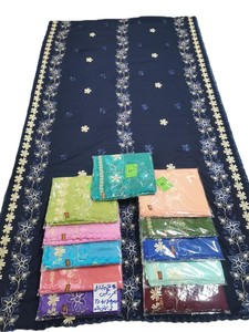 Women Navy Blue Swiss Voile <b>Shawl</b> Floral Embroidery Breathable Daily Wear Elegant Scarf <b>Wrap</b> - Product Image 2